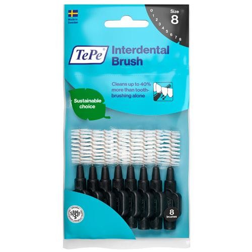 TePe Interdental Brushes - Black X-Large 1.5mm - 1 Pack of 8 Brushes