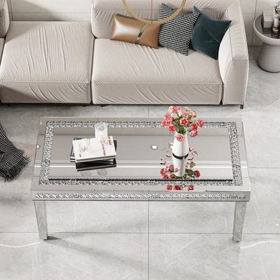 Moderner Couchtisch Wohnzimmertisch Akzentmöbel Diamant Glas Schlaftisch 120CM - Bild 1 von 4