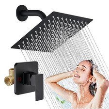 Wall Mounted Shower Faucet Set Rainfall Shower Head Combo with Mixer Valve kit