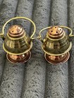 Vintage Brass & Copper Lantern Shaped Salt & Pepper Shakers In Original Box — photo 2