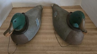 (2)Vintage Wooden Mallard Decor Ducks With Weights 12.5x 7''x 5.25''Sold Together!