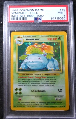 1999 POKEMON GAME VENUSAUR HOLO 4TH BASE SET 1999-2000 15/102 PSA 9 (ONLY 50)