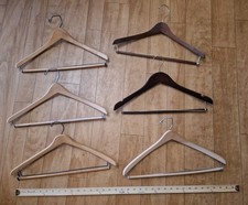 Vintage Wooden Hangers Garment Suit  Pants Lot Of 6 Solid 17" Well Made