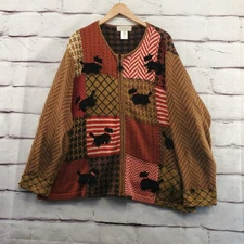 SUSAN BRISTOL Sweater Womens 3XW Scottie Dogs Patchwork Cardigan Long Sleeve