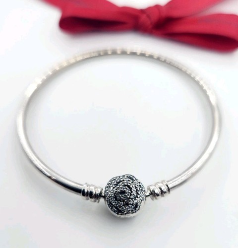 New Genuine Pandora Beauty & The Beast Belle Bangle Rose CZ Clasp 590748CZ 17cm - Picture 5 of 6