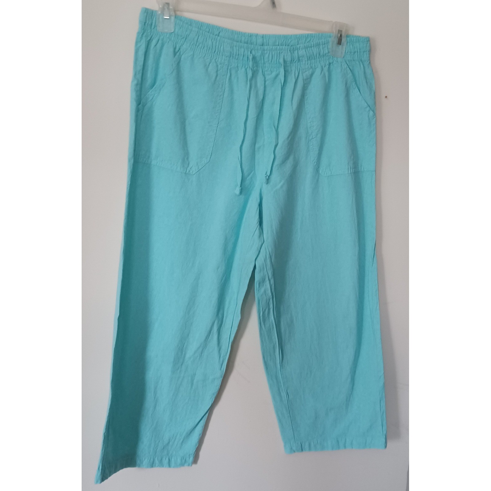 Basic Editions Capri Pants Womens Medium Aqua Blu… - image 1