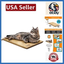 Mocha/Tan Heated Cat Bed - Thermo-Kitty Pad for Warm Indoor Comfort - 12.5x25
