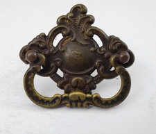Vintage Antique Singer Treadle Sewing Machine Drawer Pull Ornate Brass With Nuts
