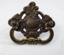 Vintage Antique Singer Treadle Sewing Machine Drawer Pull Ornate Brass With Nuts