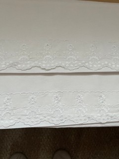 Vintage PAIR White Cotton Pillowcases with 3inch Broderie Anglaise to Opening
