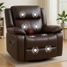 CANMOV Swivel Rocker Recliner Chair, Manual Rocking Glider Massage with Heat