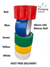 Coloured Parcel Tape Packaging Packing Strong 66m Red Blue White Yellow Green