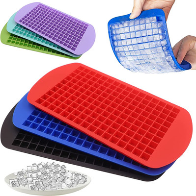 Silicone Mini Ice Cube Trays 3 Pack, 160 Crushed Ice Cube Molds Easy Release