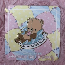 Bright Bat Design Self Care Plushie Pals Kawaii Collectible Large Enamel Pin 