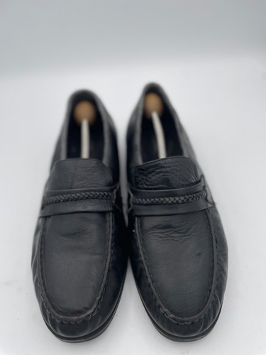 Thom McAn Moccasin Loafers Men's Sz 8W Black Leather Round Toe Slip-On Shoes - Picture 2 of 7