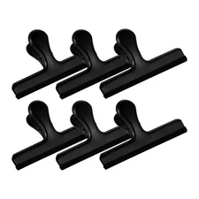 HOUSE AGAIN 6 Pack Stainless Steel Large Chip Bag Clips 5 inches, Black 
