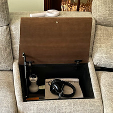 Grey Fabric 2 Seater Electric Recliner Sofa High Back Console Cup Holders