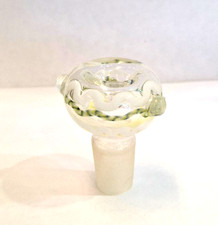 Glass Bowl Male 18mm Medium Bowl for Water Pipe - Green White Ropes