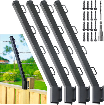 4-Pack Angle 25° Fence Post Extender, 23.5'' Fence Barbed Wire Extend Arm，For Out