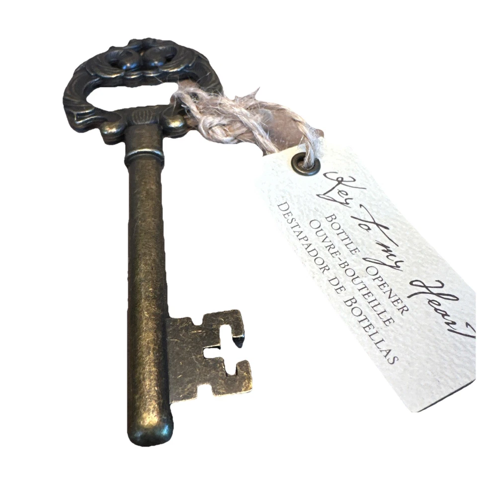 Abridor de botellas Kate Aspen Skeleton Key To My Heart latón dorado-aspecto vintage  Foto 3 de 4