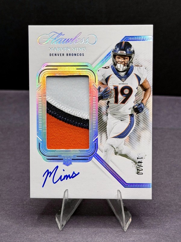 2023 Flawless Rookie Auto Patch Marvin Mims Silver Holo /20 RC Broncos *Rookie*