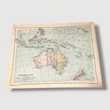 Antique 1896 Australia and the Archipelagoes Atlas Map AB