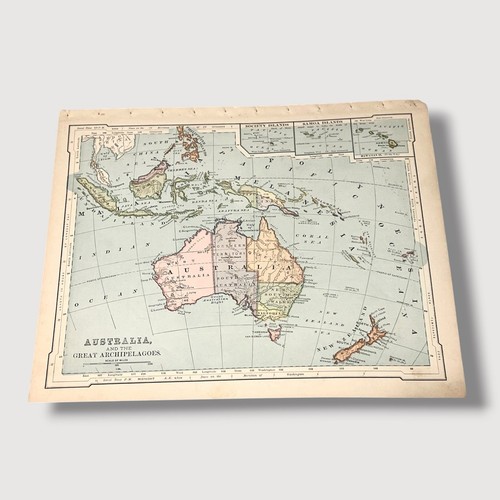Antique 1896 Australia and the Archipelagoes Atlas Map AB