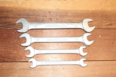 4 GERMAN VADIMONIUM OPEN END SAE WRENCHES 3/4 5/8, 11/16 19/32, 9/16 1/2, 7/16 3