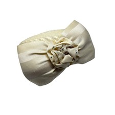 Vintage Sylvia New York Ivory Woven Pillbox Hat w/ Bow Wedding Derby Church