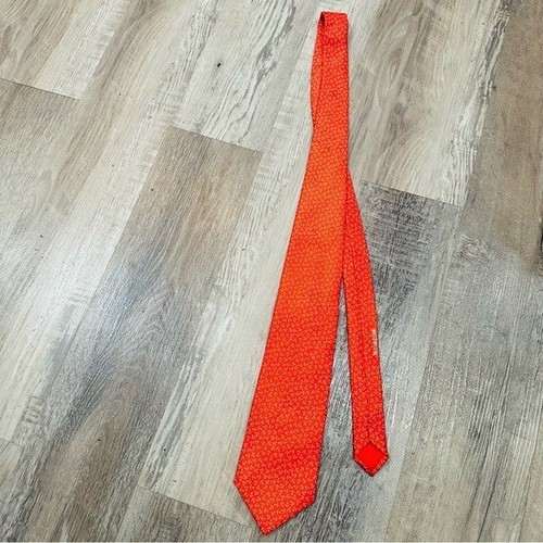 HERMES Vintage Silk Tie All Over Anchor Print Red Designer Office Work - Picture 5 of 7