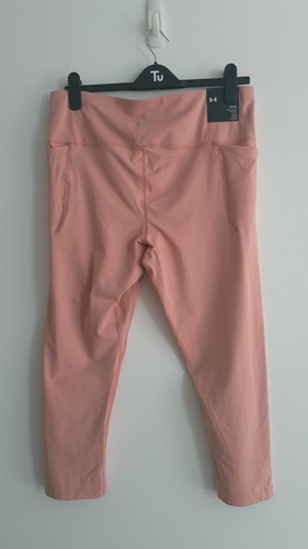 Under Armour Women's Fitted High Rise Cropped Leggings Baby Pink Pocket -Size XL - 第 7/15 張圖片