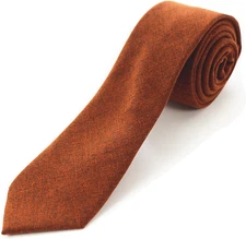 2.4" Cotton Necktie Solid Mens Cashmere Wool Skinny Tie Orange