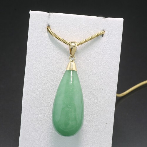 Jade-Anhänger 40 carat 585er Gelbgold Südostasien Wert 1.100 Euro Echte Jade! - Picture 2 of 3