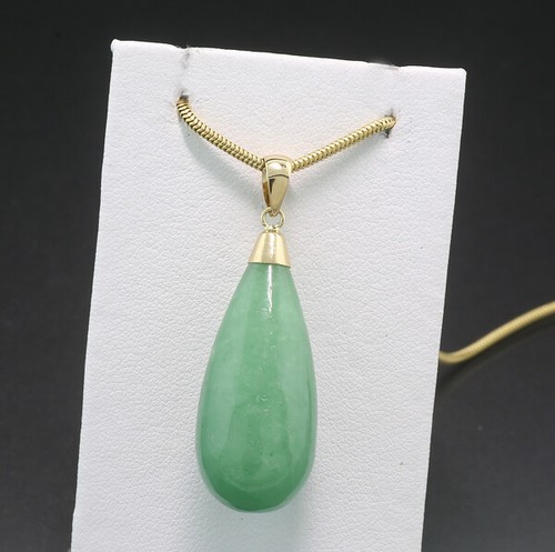 WOW Jade-Anhänger 40 carat 585er Gelbgold Wert 1.100 Euro Neu Echte Jade! - Afbeelding 1 van 3