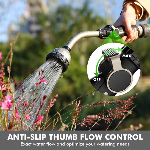 Watering Wand Heavy Duty, Metal Garden Hose Wand with 10 Spray Patterns, 15-Inch - Picture 3 of 12