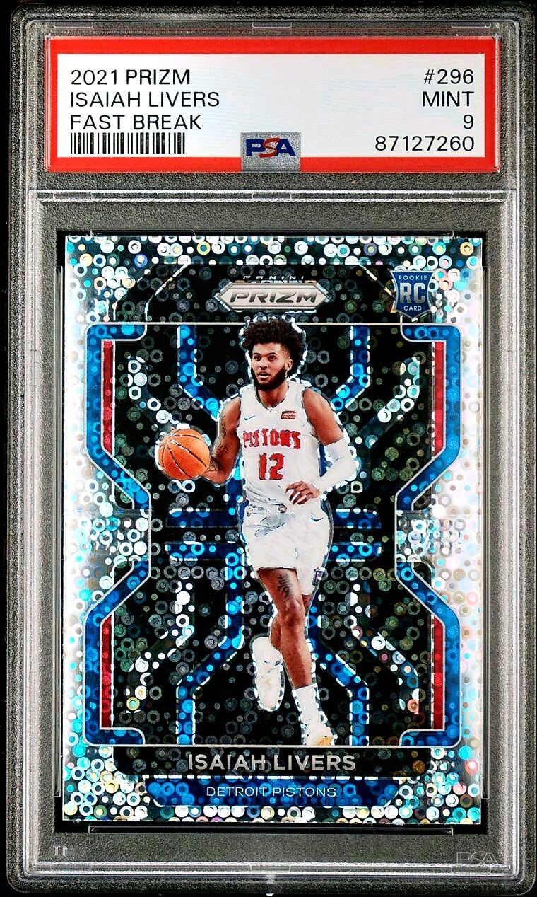 2021-22 Panini Prizm Fast Break Disco #296 Isaiah Livers Rookie RC MINT PSA 9 ✨️