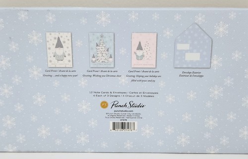 PUNCH STUDIO Gnome Glitter Holiday Christmas Cards 3 Design 4 Each 12 Total NIB - Picture 11 of 12