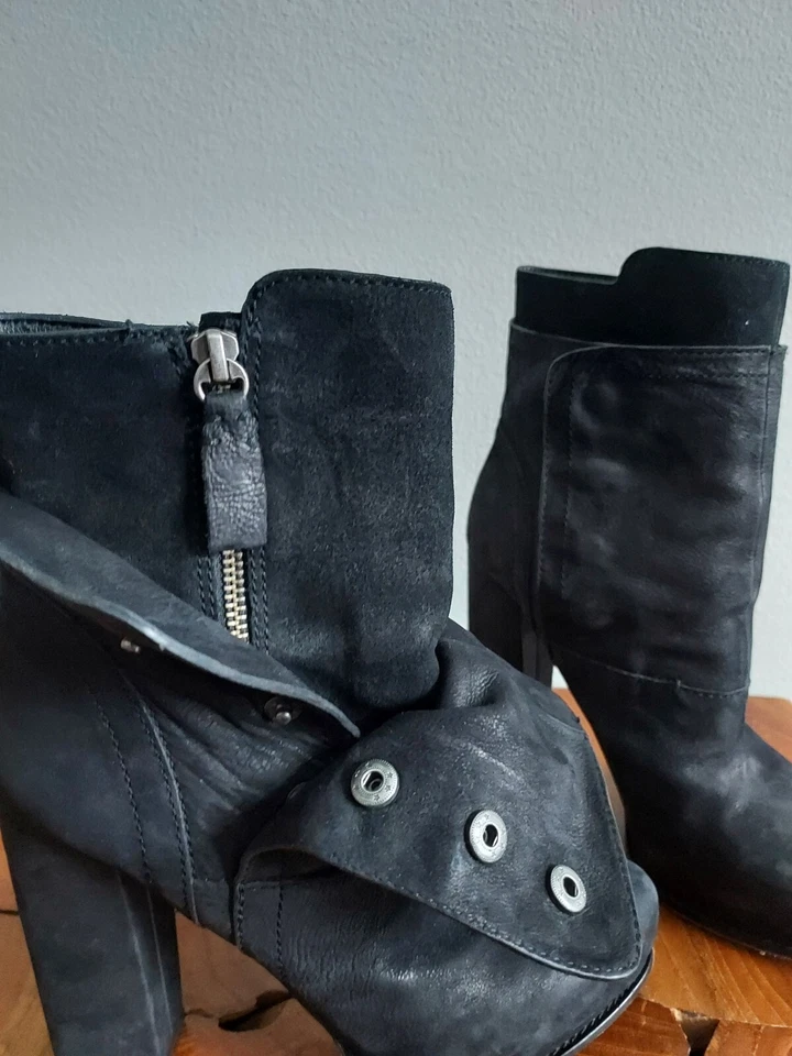 Vera Wang Botines de Plataforma Marilyn Negros Cuero Grueso Rock Punk Talla 7M Foto 3 de 4