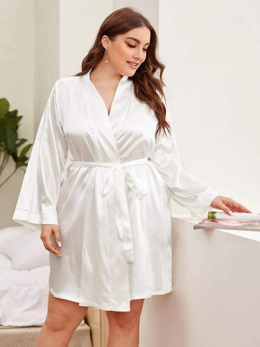 Donna chimono accappatoio raso babydoll lingerie vestaglia sposa