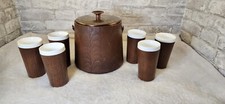 Retro MCM THERMO SERV WEST BEND ICE BUCKET WOOD GRAIN W COPPER LID Made in USA