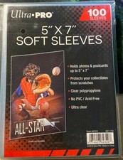 ULTRA PRO 100 5" X 7" Soft Sleeves Ultra Clear- 1 pack NEW ULTRA CLEAR