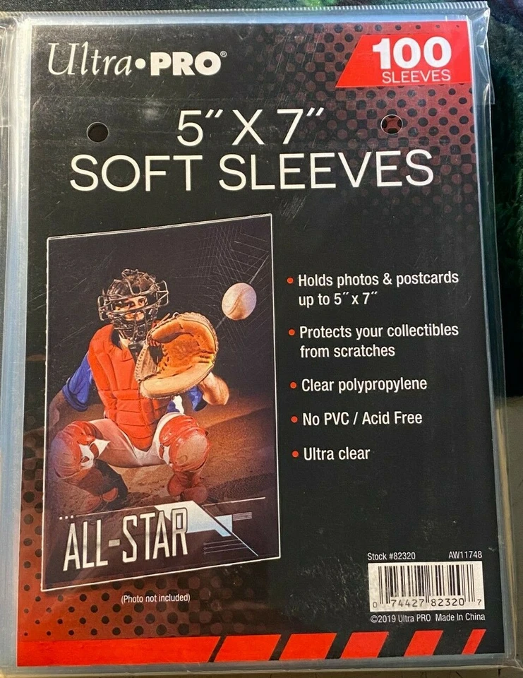 ULTRA PRO (100) 5" X 7" Soft Sleeves Ultra Clear- 1 pack NEW ULTRA CLEAR