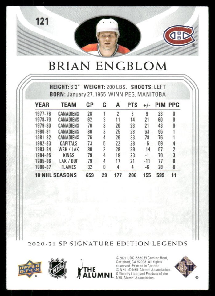 2020-21 SP Signature Edition Legends #121 Brian Engblom | eBay