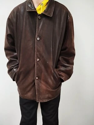 Veste Trois-quarts En Cuir D'agneau Vintage - Taille XL Pour Homme - Année 1990 - Occasion Très Bon état