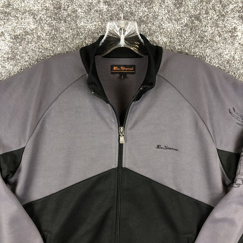 Ben Sherman World Tour Track Jacket Full Zip Men Size Medium Gray Black Y2K - Picture 2 of 11