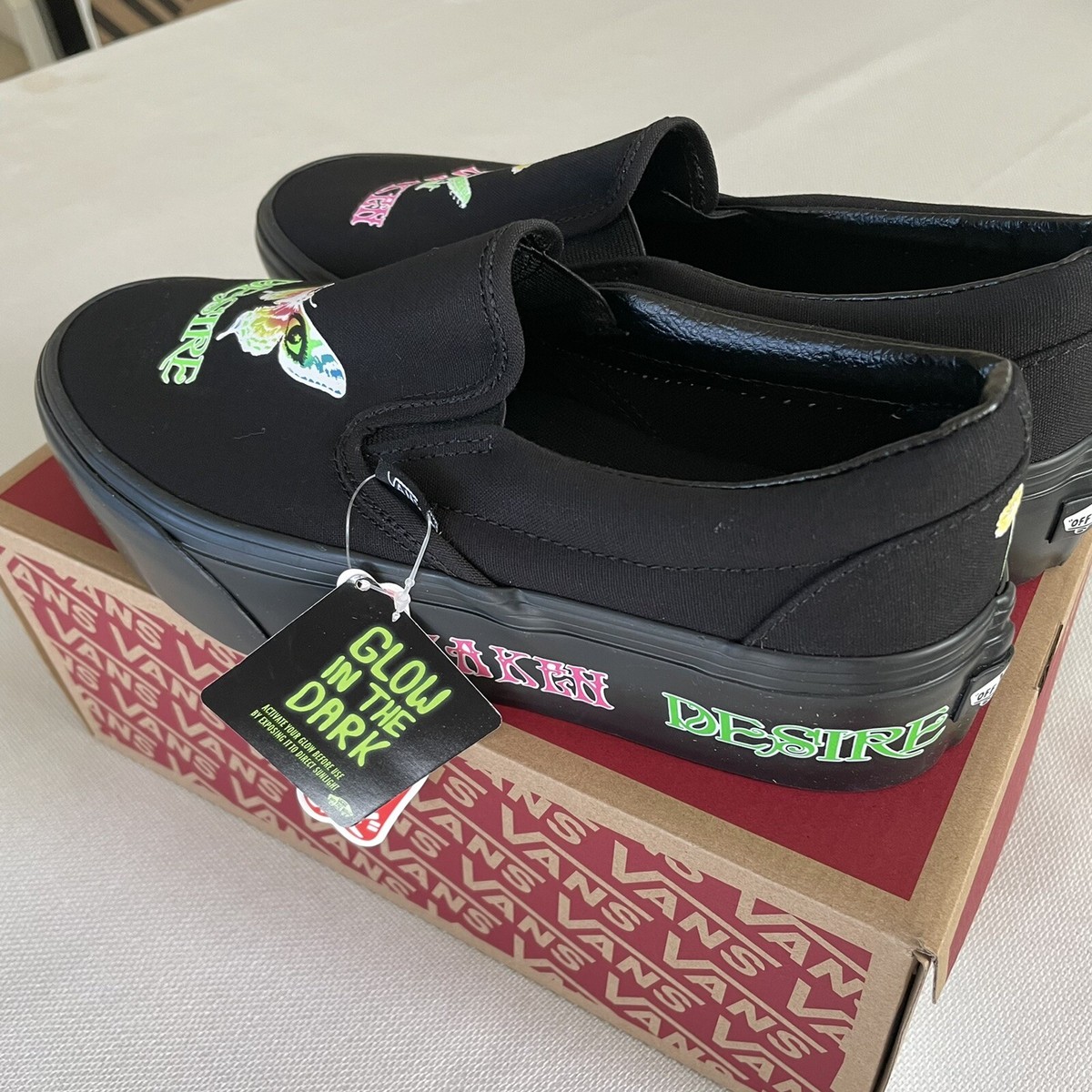 Vans Women's 9.5 Classic Slip-On Platform Morph Glow In The Dark