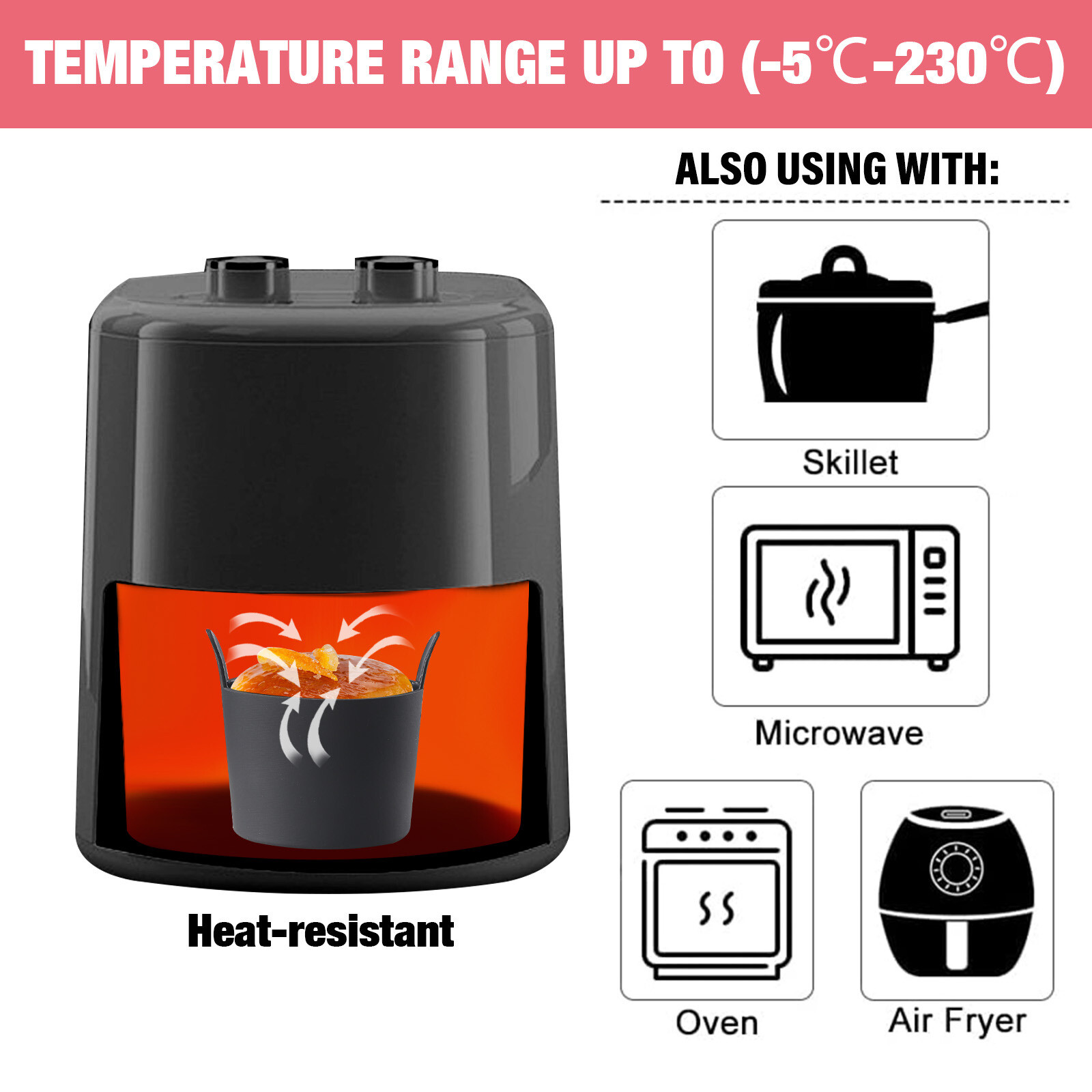 2/4Pack Air Fryer Egg Poacher Moulds Silicone Ramekins For All Air