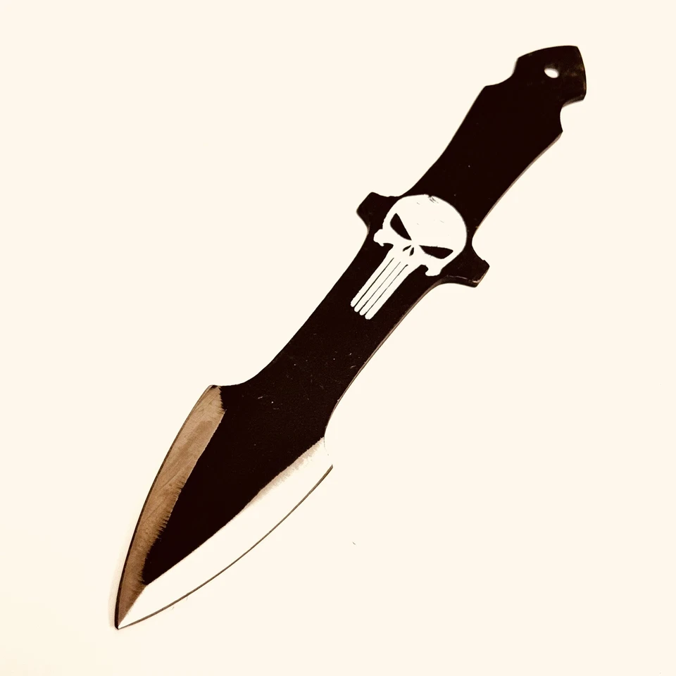 "Juego de 3 cuchillos de caza de 8"" con castigador de funda de cuero" Foto 2 de 4