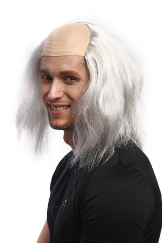 Peluca Hombre Carnaval Halloween Igor Rocky Horror Stirnglatze Gris Profesor - Imagen 3 de 4