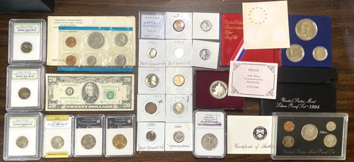 35PCS mixed lot DIAMOND & LOTS OF SILVER, Siv Proof, Off-Center, Bicentennial NR